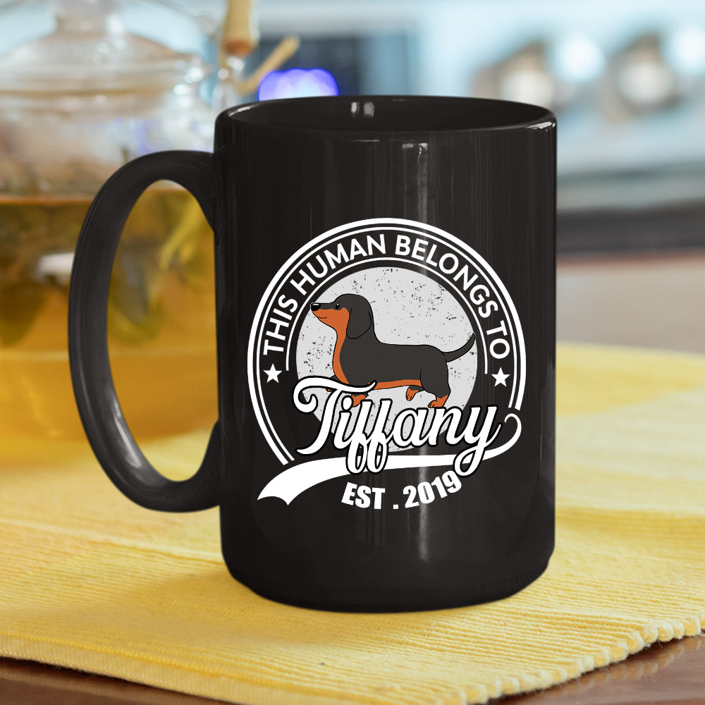 Human Belongs To Dog - Personalized Custom Coffee Mug