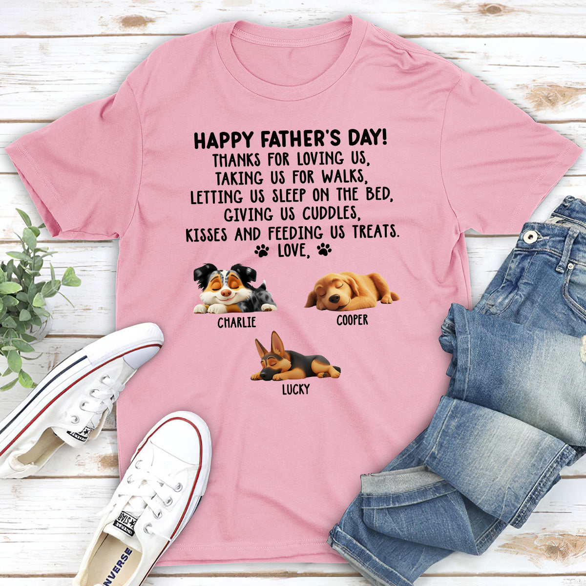 Thanks For Loving Me Dad - Personalized Custom Unisex T-Shirt