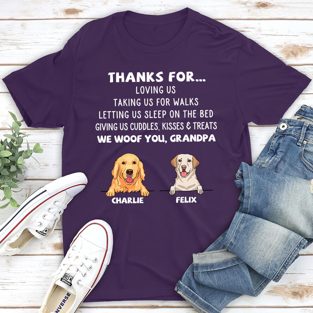 Dog Thanks For... - Personalized Custom Unisex T-shirt