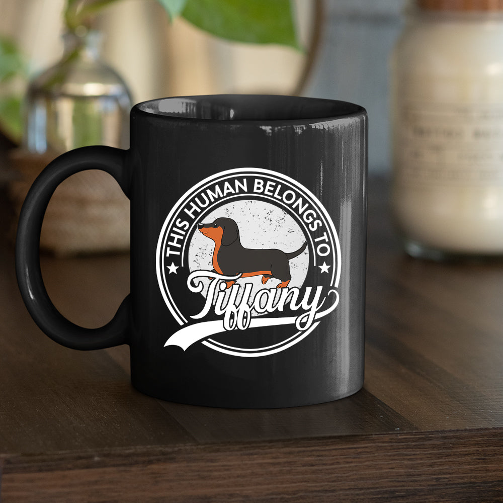 Human Belongs To Dog - Personalized Custom Coffee Mug