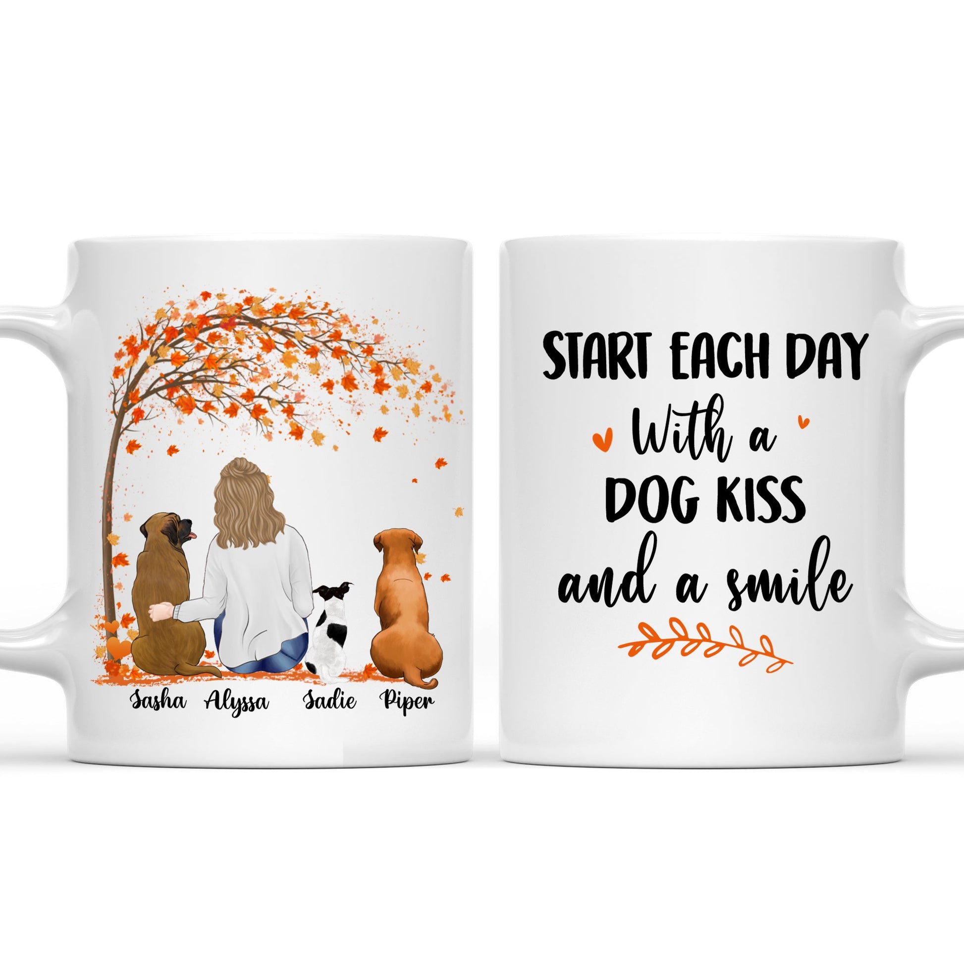 Start Each Day With A Dog Kiss And A Smile - Personalized Custom Coffee Mug